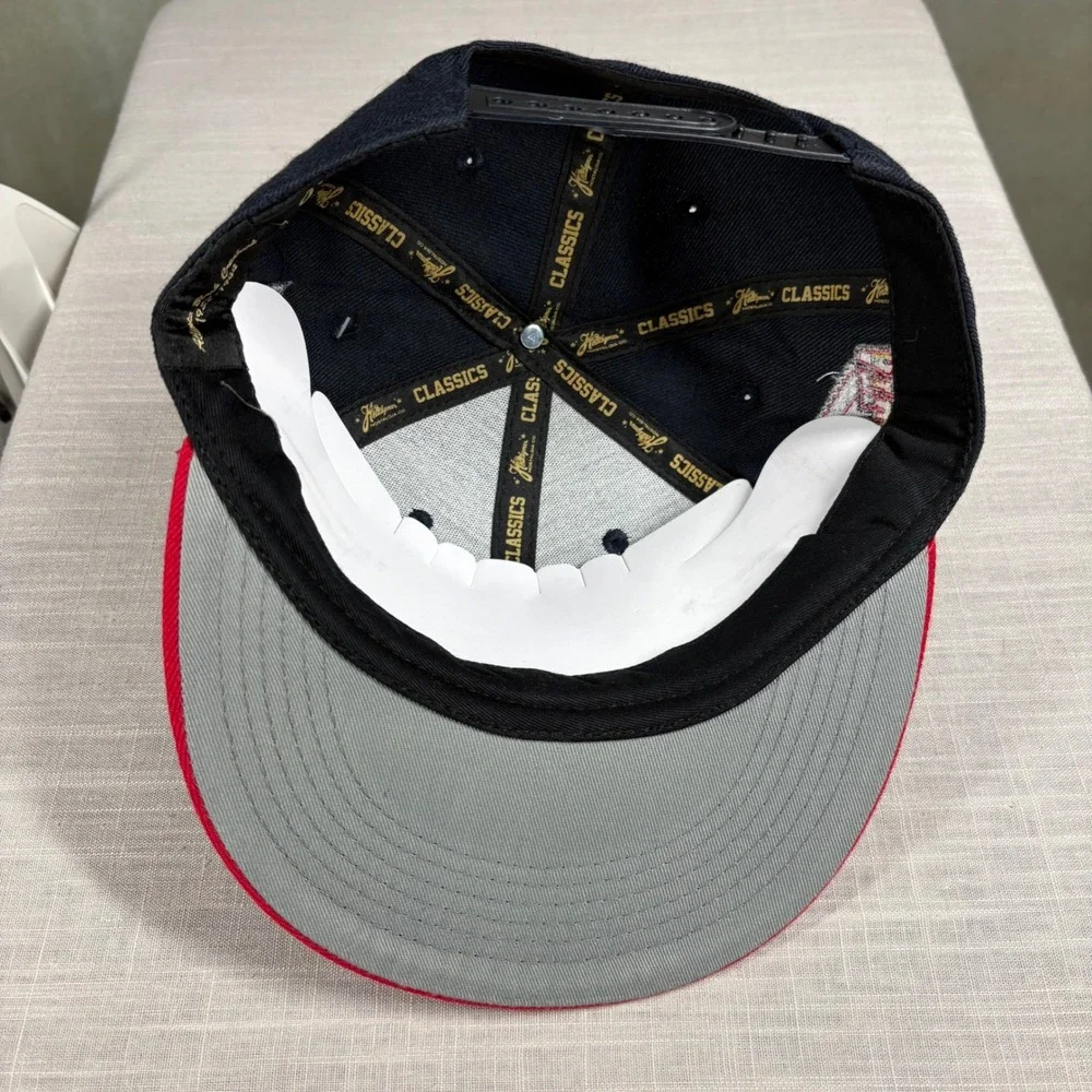 Headgear Classics Atlanta Black Crackers Youth Snapback Hat Navy Red with Pin